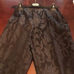 Max Mara wool/silk blend trousers w/leaf pattern